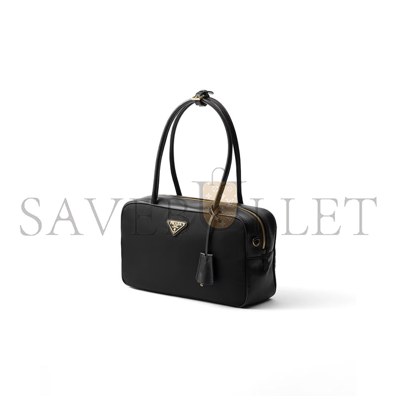 Pra*a re-nylon and leather medium top-handle bag with padlock 1bb132 (30*17.5*10cm)